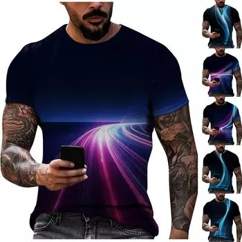 Мужская футболка с коротким рукавом и принтом, летняя круглая шея, трендовая повседневная толстовка M