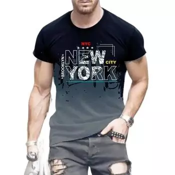 Мужская футболка с коротким рукавом и принтом алфавита New York, мужская свободная одежда, уличная одежда, мужские футболки S