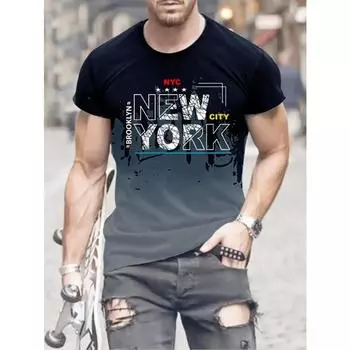 Мужская футболка с коротким рукавом и принтом алфавита New York, мужская свободная одежда, уличная одежда, мужские футболки S