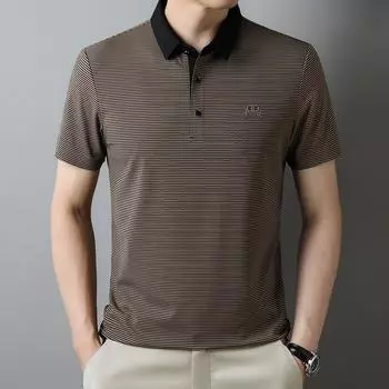 Мужская футболка с коротким рукавом и воротником, летняя молодежная элитная модная полосатая рубашка-поло, мужская одежда M