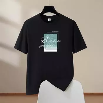 Мужская футболка с коротким рукавом из 100% хлопка, большого размера S-6XL, с круглым вырезом, повседневная 4XL