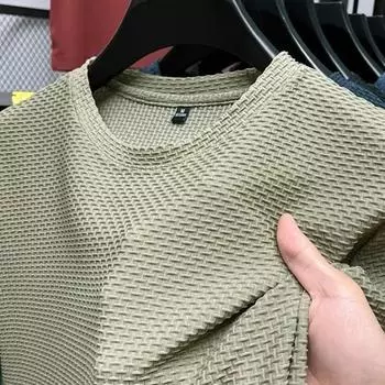 Мужская футболка с коротким рукавом из бамбукового ледяного шелка, повседневная универсальная летняя эластичная утягивающая футболка для мужчин M