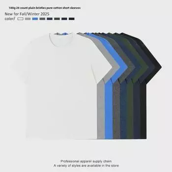 Мужская футболка с коротким рукавом из чистого хлопка плотностью 180 г - летняя, высокого качества, с возможностью персонализации S