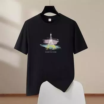 Мужская футболка с коротким рукавом из хлопка оверсайз с круглым вырезом, повседневная, удобного кроя, S-6XL 4XL