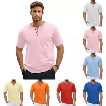 Мужская футболка с коротким рукавом на пуговицах L бежевый