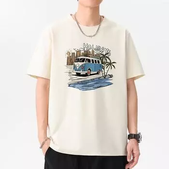 Мужская футболка с коротким рукавом Retro Bus 12 цветов 100% хлопок Мужская уличная футболка 4XL