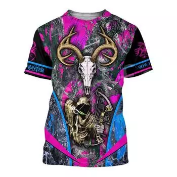 Мужская футболка с коротким рукавом с 3D принтом, уличная камуфляжная уличная камуфляжная уличная охотничья охота на животных, повседневная одежда большого размера2022 XXS