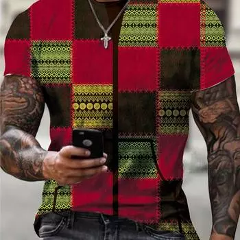 Мужская футболка с коротким рукавом с геометрическим узором — стильная летняя футболка S