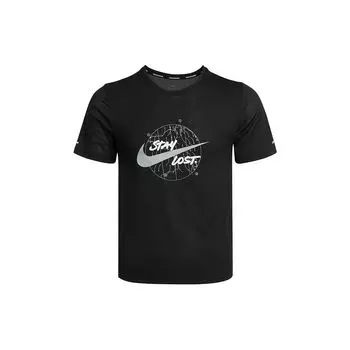 Мужская футболка с короткими рукавами и принтом Nike Dri-Fit Running Quick-Dry, черные DA0217-010