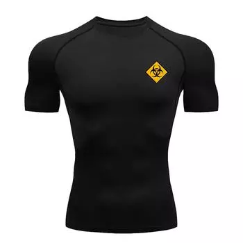Мужская футболка с короткими рукавами и принтом, быстросохнущая спортивная компрессионная рубашка, дышащий топ для фитнеса и бега, летний S-3XL S