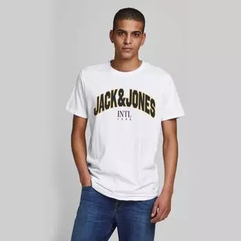 Мужская футболка с короткими рукавами из 100% хлопка с логотипом JACK & JONES