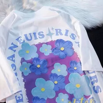 Мужская футболка с короткими рукавами из 100% хлопка с рукавом пять четвертей, летняя свободная модная футболка с рукавом пять четвертей для мужчин 2XL белый