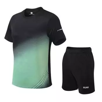 Мужская футболка с короткими рукавами из ледяного шелка с градиентом, летняя тонкая дышащая повседневная спортивная быстросохнущая футболка, комплект из двух предметов M