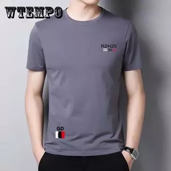 Мужская футболка с короткими рукавами, мужская модная трендовая рубашка с круглым вырезом и шелковым принтом, нижняя рубашка с половиной рукавов XXL