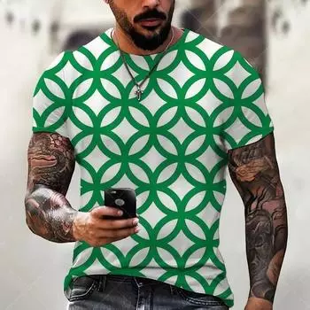 Мужская футболка с короткими рукавами на весну и лето с 3D-принтом в разноцветную клетку для отдыха, вся модная свободная мужская одежда, футболки, топы XS