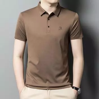 Мужская футболка с короткими рукавами, повседневная рубашка поло с тонкими лацканами, летняя, новая, для мужчин среднего возраста, бесшовный однотонный топ M