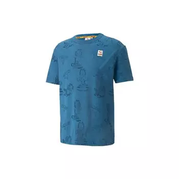 Мужская футболка с короткими рукавами Puma X Garfield Sports Life Series с полным принтом Garfield Cat, синие топы 534434-48 M