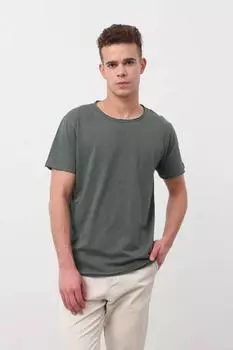 Мужская футболка с круглым вырезом цвета хаки