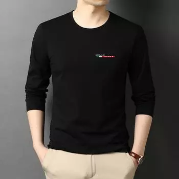 Мужская футболка с круглым вырезом и длинным рукавом, осенняя молодежная принтованная мужская футболка с длинными рукавами, хлопковая футболка с низом и верхом M