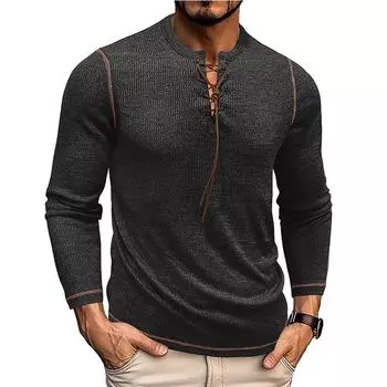 Мужская футболка с круглым вырезом и длинными рукавами, с принтом «куриный глаз» L чёрный