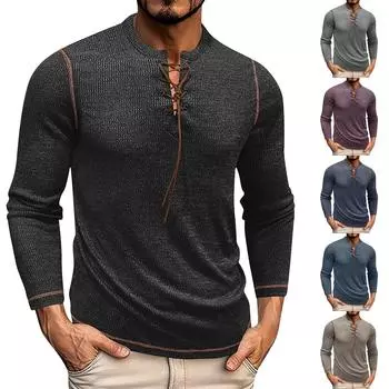 Мужская футболка с круглым вырезом и длинными рукавами, с принтом «куриный глаз» L чёрный