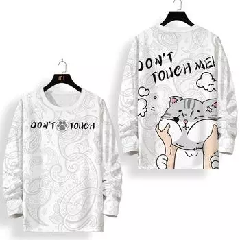 Мужская футболка с круглым вырезом и длинными рукавами, осенняя, тонкая, с принтом мультяшной собаки от Tide Brand, универсальная, модная и удобная, размер S - 6XL S