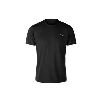 Мужская футболка с круглым вырезом и коротким рукавом с логотипом бренда Li Ning, топы, черная ATSL053-6 L