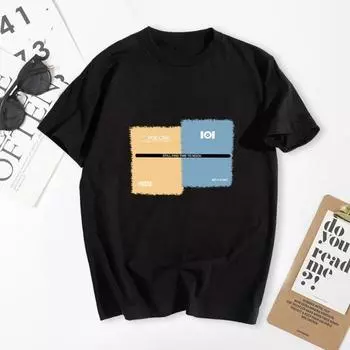 Мужская футболка с круглым вырезом и коротким рукавом с принтом, мягкий тонкий пуловер, свободный повседневный спортивный топ L чёрный