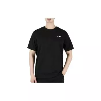 Мужская футболка с круглым вырезом и однотонным логотипом Li-Ning, черные AHST687-2 L