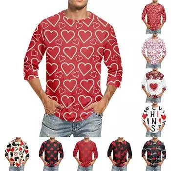 Мужская футболка с круглым вырезом и рукавом семь четвертей, мужская повседневная свободная футболка с рукавом семь четвертей L темно-фиолетового