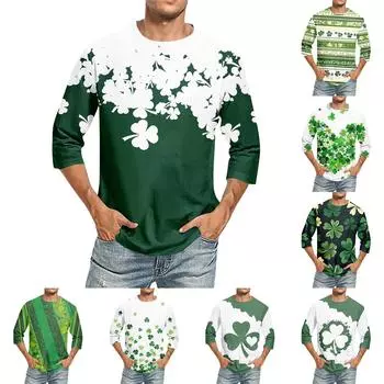 Мужская футболка с круглым вырезом и рукавом семь четвертей, мужская повседневная свободная футболка с рукавом семь четвертей L темно-фиолетового