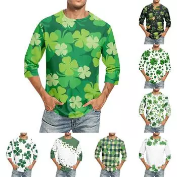 Мужская футболка с круглым вырезом и рукавом семь четвертей, мужская повседневная свободная футболка с рукавом семь четвертей L темно-фиолетового