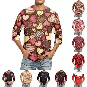 Мужская футболка с круглым вырезом и рукавом семь четвертей, мужская повседневная свободная футболка с рукавом семь четвертей L темно-фиолетового