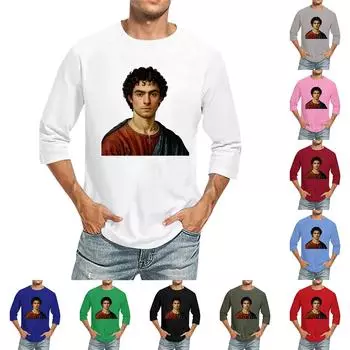 Мужская футболка с круглым вырезом и рукавом семь четвертей, мужская повседневная свободная футболка с рукавом семь четвертей XXXXL фиолетовый