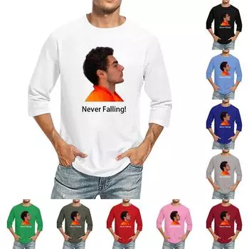 Мужская футболка с круглым вырезом и рукавом семь четвертей, мужская повседневная свободная футболка с рукавом семь четвертей XXL розовый