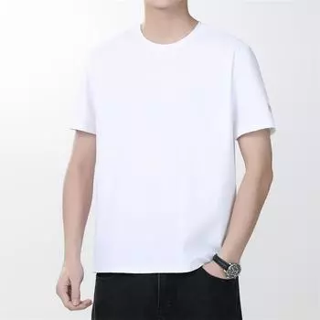 Мужская футболка с круглым вырезом из ледяного шелка, быстросохнущая футболка с коротким рукавом свободного кроя большого размера для спорта, мужская одежда 7XL белый