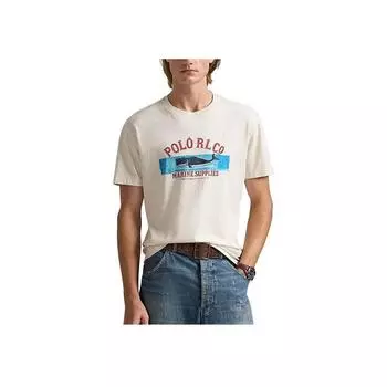 Мужская футболка с круглым вырезом, коротким рукавом и логотипом Polo Ralph Lauren, белая 710965007-001 L