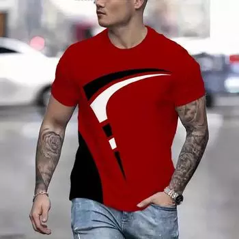 Мужская футболка с круглым вырезом, летняя уличная, мужская футболка с 3D-принтом в полоску, с коротким рукавом, повседневная, на каждый день S
