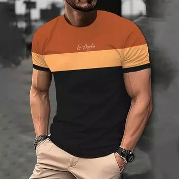 Мужская футболка с круглым вырезом, летняя уличная мужская 3D-полосатая футболка с короткими рукавами, повседневная мужская футболка, одежда S