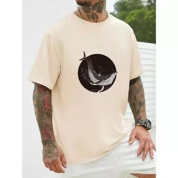 Мужская футболка с круглым вырезом, повседневный топ большого размера, крутая футболка с короткими рукавами и мультяшным принтом для мужчин S