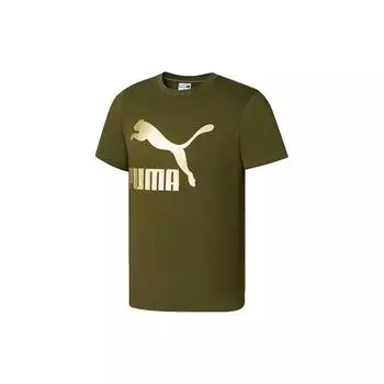 Мужская футболка с круглым вырезом Puma Metallic Gold Logo Print, зеленые 673666-62 S