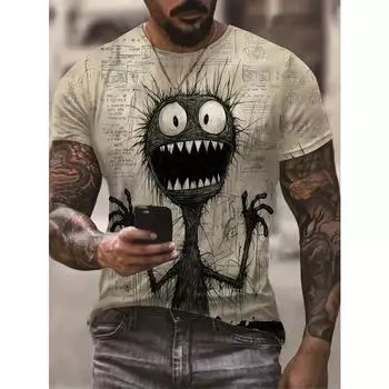 Мужская футболка с круглым вырезом с короткими рукавами Monster — новинка с ярким графическим дизайном для мужчин, летние топы в уличном стиле XL