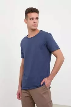 Мужская футболка с круглым вырезом синяя