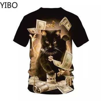 Мужская футболка с милым котом и принтом с коротким рукавом, повседневный пуловер с изображением кота по индивидуальному заказу, мужские удобные футболки с круглым вырезом XS