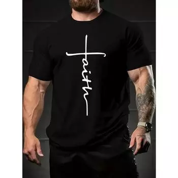 Мужская футболка с модным принтом алфавита — удобная круглая горловина, короткие рукава для летней повседневной носки, идеально подходит для повседневного ношения и отпуска S красный