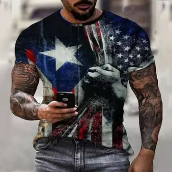 Мужская футболка с национальным флагом, 3D-печатью, звездным баннером, коротким рукавом, мужская повседневная спортивная футболка с коротким рукавом, повседневный топ, футболки мужские S