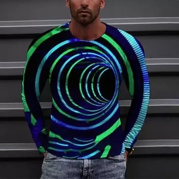 Мужская футболка с оптическими иллюзиями и графическими принтами, футболка с длинным рукавом и 3D-принтом, рубашка с круглым вырезом, спортивная, дизайнерская, базовая, для активного отдыха, для улицы, на каждый день S