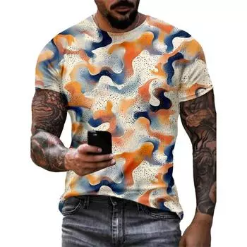 Мужская футболка с персонализированным рисунком, напечатанная в стиле ретро, с круглым вырезом и короткими рукавами, 3D-принт S