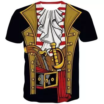 Мужская футболка с пиратским 3D-принтом, забавная уличная одежда, с короткими рукавами, большого размера 6XL