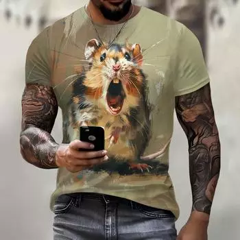Мужская футболка с принтом 3d милые футболки с принтом хомяка, модные мужские футболки с рисунком животных, уличная одежда больших размеров, модная мода с круглым вырезом S